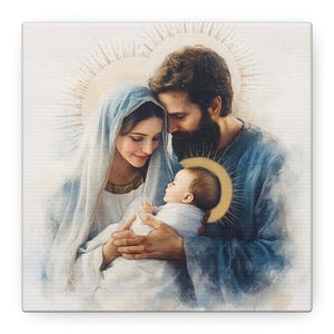 Christmas Canvas, Christmas gift,Christmas Nativity, Nativity Picture,Watercolor Nativity Scene, Christmas Decor