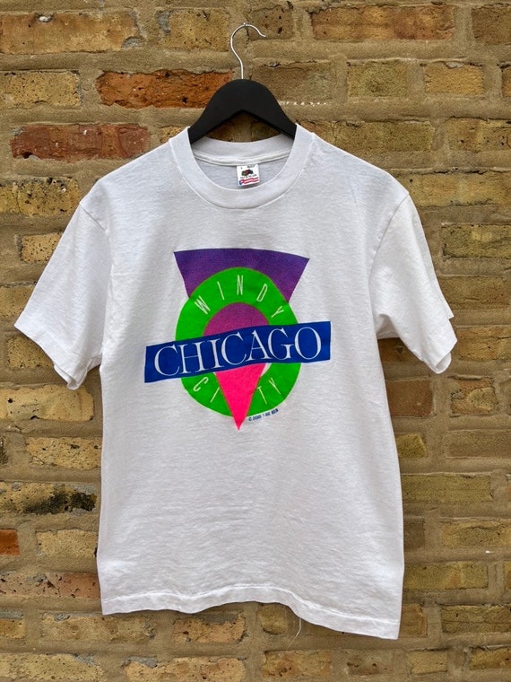 T-shirt Vintage Gildan Chicago Windy City Gris Taille XL - Style Années 90 Y2K Unisexe