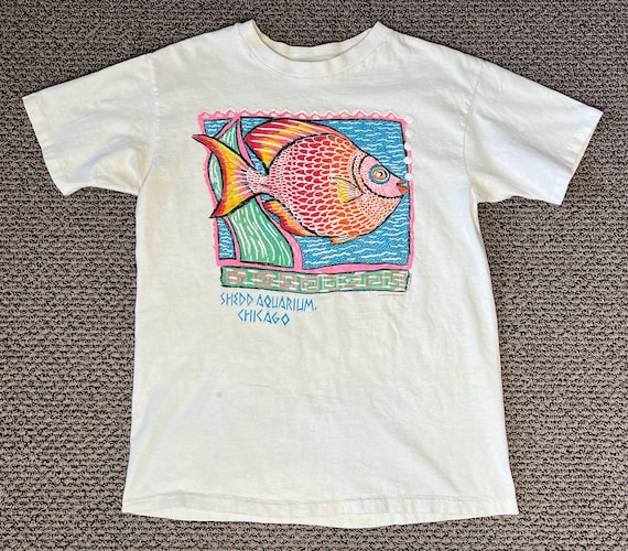 Vintage Chicago Shedd Aquarium Fish T-Shirt L - image 1