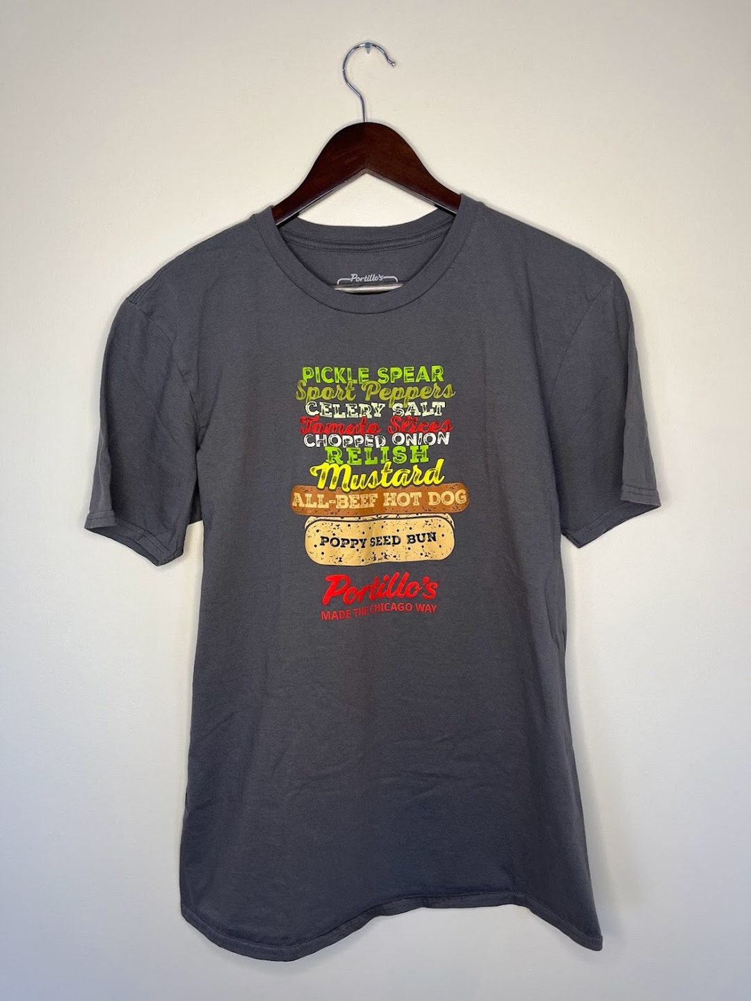 Vintage Portillo's Hot Dog Ingredients Large Tshirt Etsy