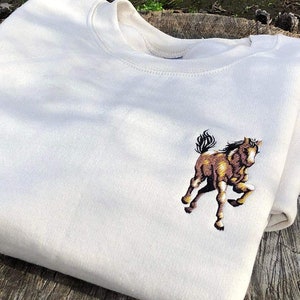 Cozy Embroidered Horse Sweatshirt - Horse Lover Gift, Perfect Sweater for the Equine Enthusiast, Comfy Casual Pullover