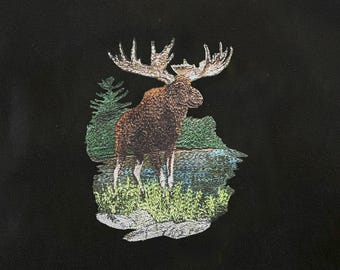 Embroidered Moose Sweatshirt, Unique, Majestic, Stylish and Cozy Crewneck, Gift for Him/Her, Outdoor Inspired, Nature Lover, Rustic Sweater