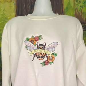 Embroidered Save the Bees Sweatshirt, Gift For Beekeeper And Bee Lover, BumbleBee, Honey Bee Sweater, Insect, Earth Day Shirt, Mothers Day