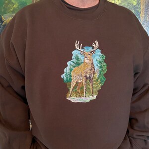 Embroidered Deer, Stag, Unique, Stylish and Cozy Sweatshirt, Gift for Him/Her, Outdoor Inspired, Nature Lover, Rustic Sweater