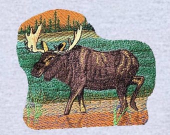 Embroidered Moose Sweatshirt, Unique, Majestic, Stylish and Cozy Crewneck, Gift for Him/Her, Outdoor Inspired, Nature Lover, Rustic Sweater