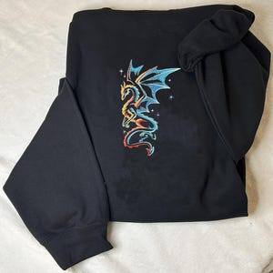 Stunning Embroidered Celestial Dragon Hoodie - unique Astral sweatshirt gift for mystical style, cosmic Jacket for Dragon Lover