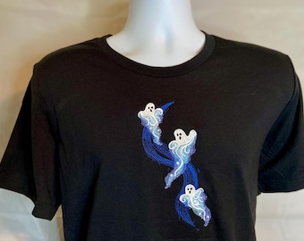 Embroidered Ghost Halloween Shirt, Cute Spooky Ghost T-Shirt, Spooky Season Tee, Halloween Embroidered Tee, Ghost Lover Gift