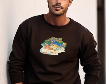 Realistic Wood Duck Pair Embroidery on Sweatshirt, Gift For Bird Watcher Hoodie, Bird Lovers Sweater, Duck Hunter Apparel, Him Cozy Pullover