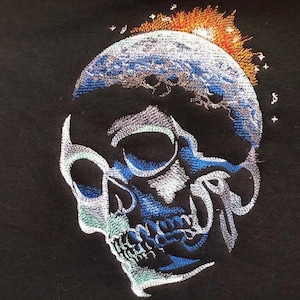Embroidered Moon Skull Sweatshirt, Celestial Sweater, Space Clothes, Gift For Space and Astronomy Lovers, Cozy Stargazing Top, Nasa Pullover