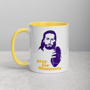 Minnesota Coffee Mug - 11 oz w/Yellow Handle and Interior / Pray for Minnesota