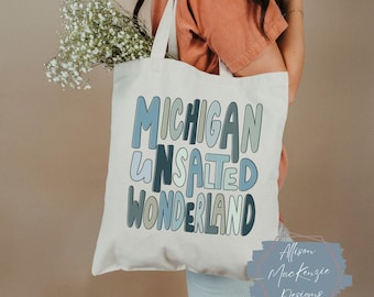 Michigan Unsalted Wonderland Michigan Themed Cotton Canvas Tote Bag