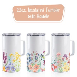 Multi Floral Insulated Travel Mug, 22oz.
