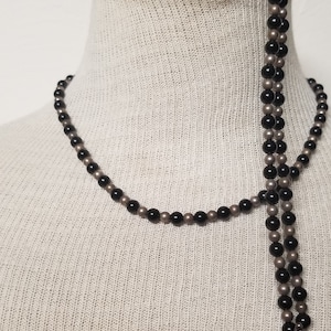 Handmade Black & Silver Gemstone Bead Set: Sterling Silver Clasp