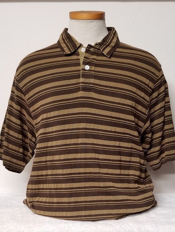 Indigo Palms BROWN TAN Large S/S Polo Striped Pinstriped Shirt - Etsy