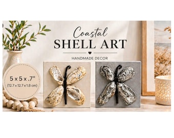 Handmade Oyster Shell Butterfly Art, Coastal Beach House Decor