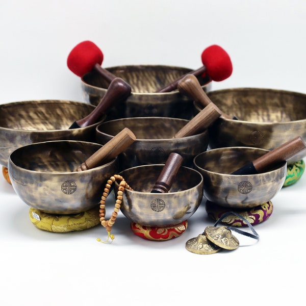 Seven Chakra Set Full Moon Singing Bowl From Nepal-Professional Meditation bowl-Tibetan Singing Bowls-Bodhi Bowl- Chakra Bowl-Sound Healing