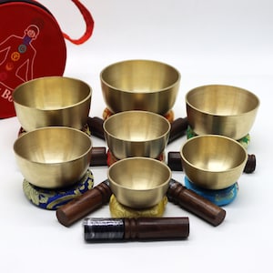 Meditation Plain Color Set of 7 Singing Bowl From Nepal-Meditation bowl-Tibetan Singing Bowls-Bodhi Bowl- Chakra Bowl