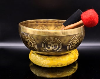 10 inches DiameterOM Mantra carved Handmade singing bowl-7 chakra Healing Himalayan singing bowl from Nepal-Bodhi Bowl-Nepal