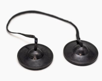 Handcrafted Black Tingsha Bells: Tibetan Meditation Chimes, Sound Therapy