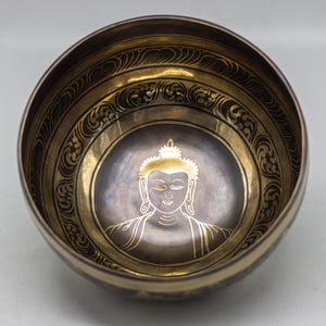 8 inches Special Buddha Face Etching singing bowl-Healing Himalayan singing bowl-Bodhi Bowl
