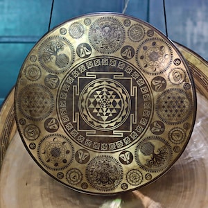 Handmade Mandala Mantra Gong: Large Deep Resonating Sound Therapy Gong