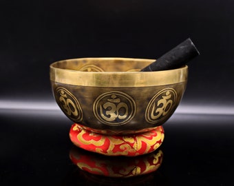 7 inches Special OM Chakra Carving singing bowl-Healing Himalayan singing bowl-Bodhi Bowl