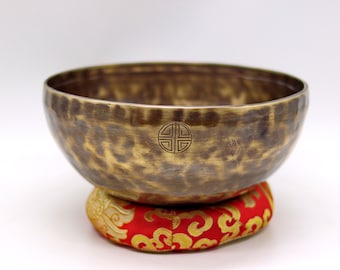 9 inches Full Moon Carved singing bowl-Healing Himalayan singing bowl-Bodhi Bowl-Sound Therapy-Meditation