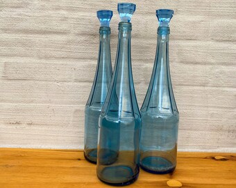 Fles blauw glas - Etsy