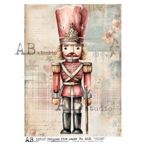 A4 ABDF 6131 Quebra-nozes Vermelho Decoupage Papel de Arroz