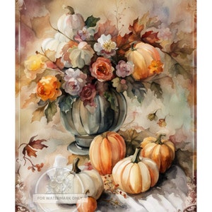 A4 DF 110 aquarel pompoen bloemstuk decopauge rijstpapier