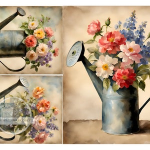 A4 DF 340 Arrosoir Bouquet Trio Decopauge Papier de Riz