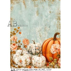 A4 ABDF 5617 Bloemen herfstpompoenen decoupage rijstpapier