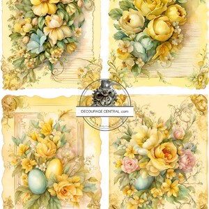 A4 DF 250 jaune bouquets de fleurs de Pâques x quatre papier de riz Decopauge