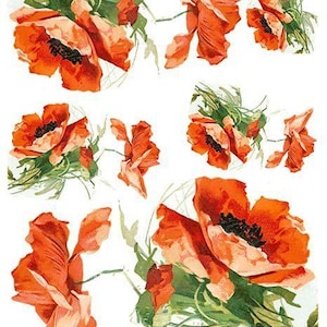A4 ITD 0290 Lindas Imagens de Papoula (2) Papel de Arroz para Decoupage Múltipla