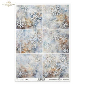A4 ITD 2559 Hermosos copos de nieve x 6 papel de arroz