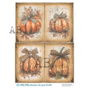 A4 ABDF 0349 pompoenen met luipaardprint x 4 decoupagerijstpapier