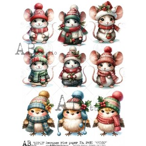 A4 ABDF 2430 créatures de Noël x 9 papier de riz à découpage