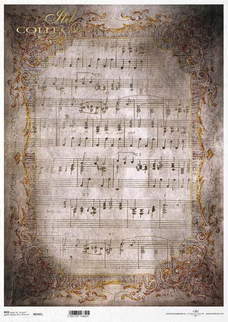A3 ITD 0787 Gold Ornate Musical Note Wallpaper Decoupage Rice Paper - Etsy