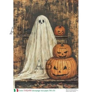 A4 ABDF 130 Ghost and Pumpkin Trio decoupage rijstpapier