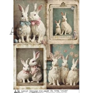 A4 ABDF 4786 Easter Rabbits x 4 Decoupage Rice Paper