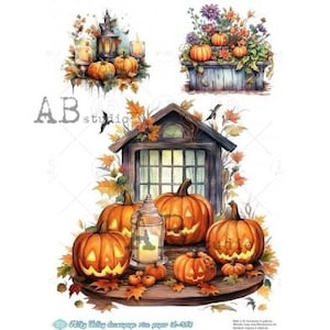 A4 ABDF 0356 Pumpkin Image Trio decoupage rijstpapier