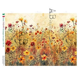 A4 ABDF 0119 Levendige wilde bloemen (1) rijstpapier decoupage