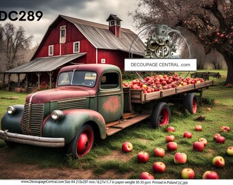 A4 DF 289 Vintage Apple Truck Decopauge Rice Paper