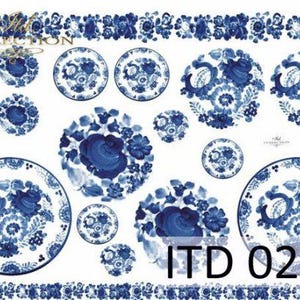 A4 ITD 0298 M Delft Bleu Immagini simili Decoupage Carta di riso