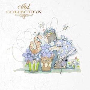 ITD 0013 Frühlingsbilder süsses Kleines Mädchen 15.8" x 5.8" set of 6 Decoupage Reispapier