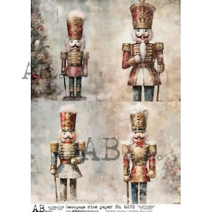 A4 AB DF 6178 Quebra-nozes Vintage x 4 Papel de Arroz Decoupage