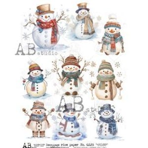 Papier de riz A4 AB DF 6128 Bonhommes de neige de Noël, plusieurs x 9 dimensions