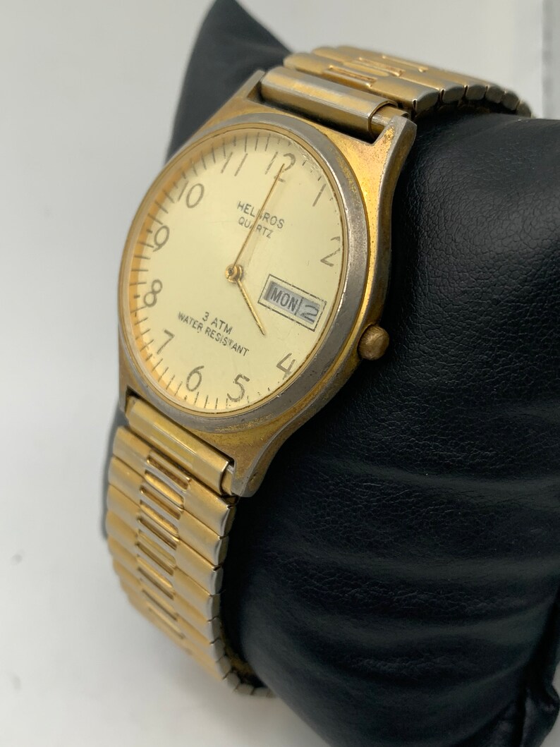 Vintage Helbros Gold Tone Y143A Men's Quartz Watch Day Etsy