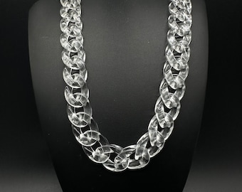 Clear Large Cuban Link Necklace. Acrylic Glass Chain. Etsy