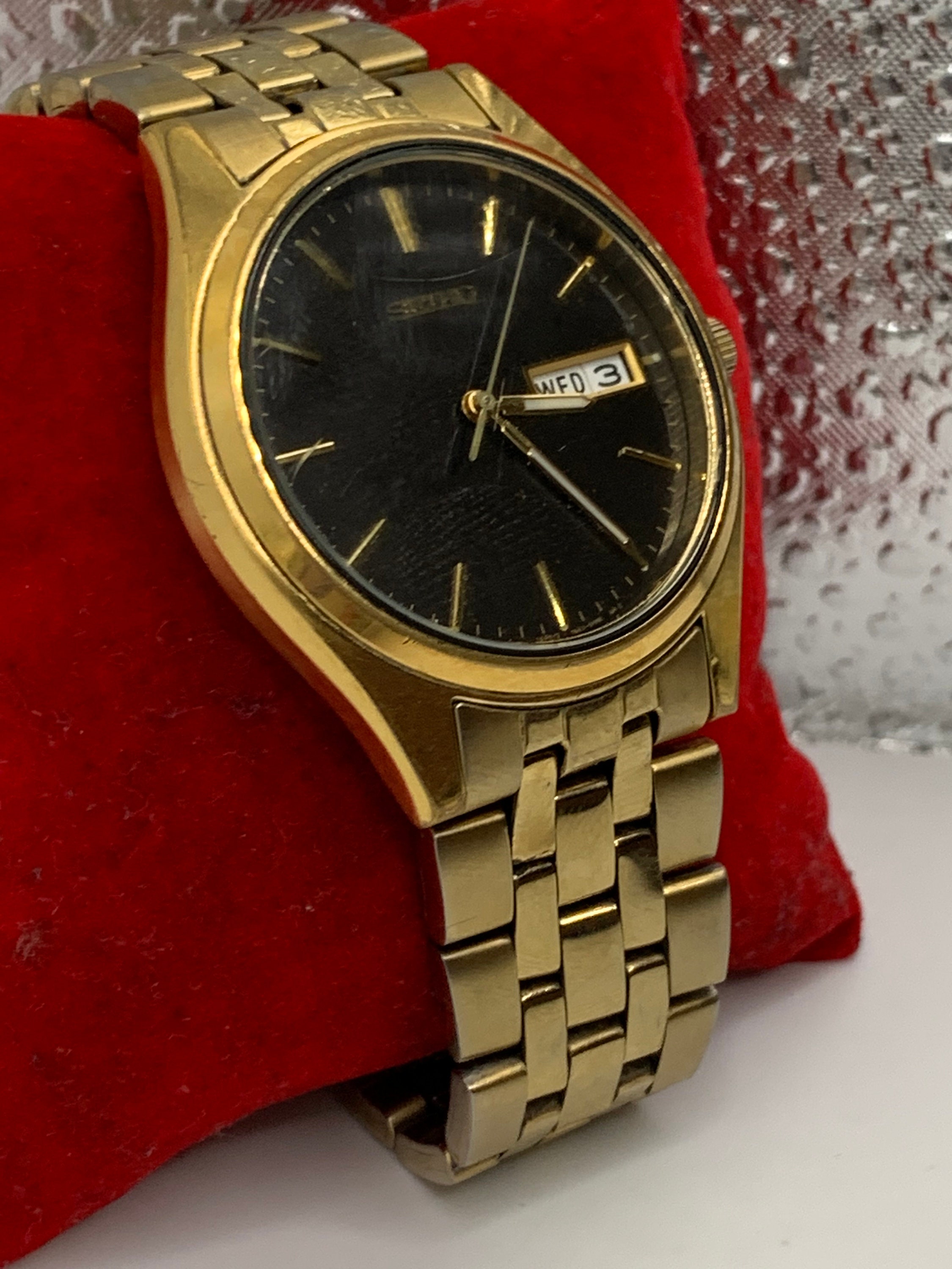 Seiko Dress Watch Black Dial 7N439048 New Battery Etsy